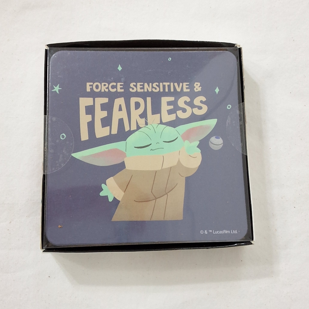 NEW Star Wars The Mandalorian Grogu Baby Yoda Set Of 4 Wood Coasters (4" x 4")
